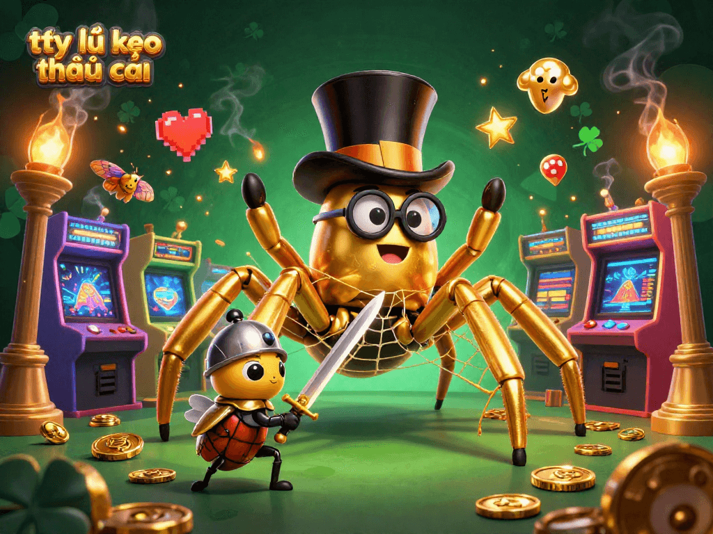 Experience thrilling gameplay with tỷ lệ kèo nhà cái in a vibrant casino scene depicting daring knights and mystical tarantulas.