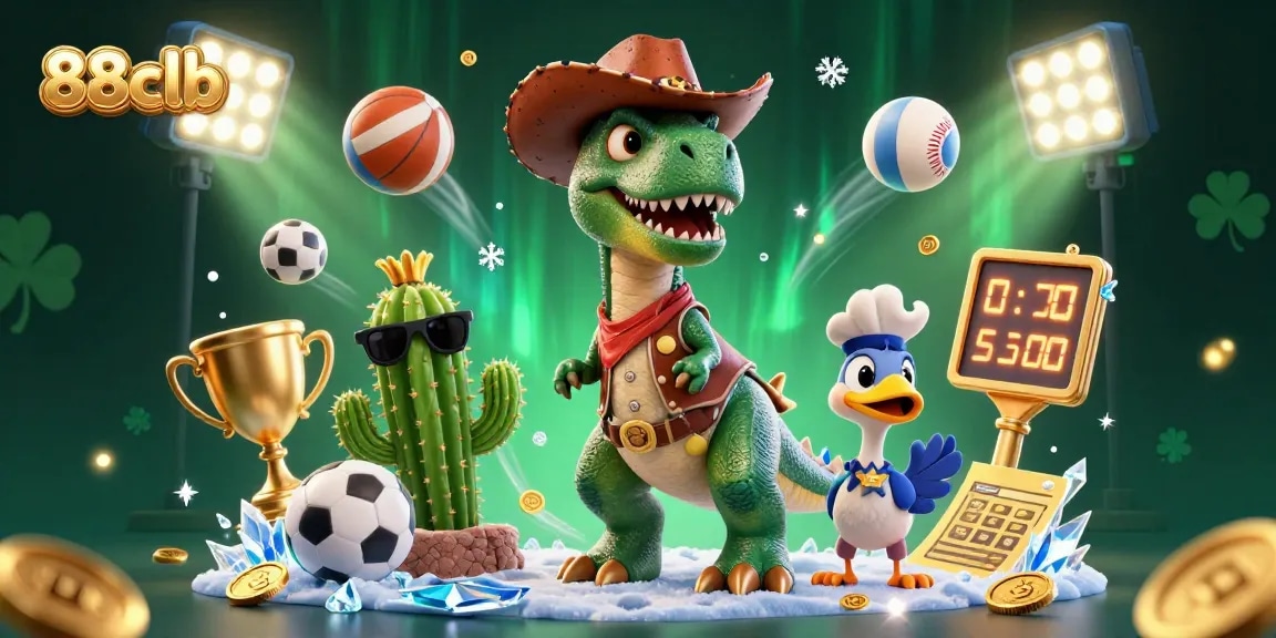 Experience the excitement of 88clb with a lively gaming atmosphere showcasing animated characters and sports elements.
