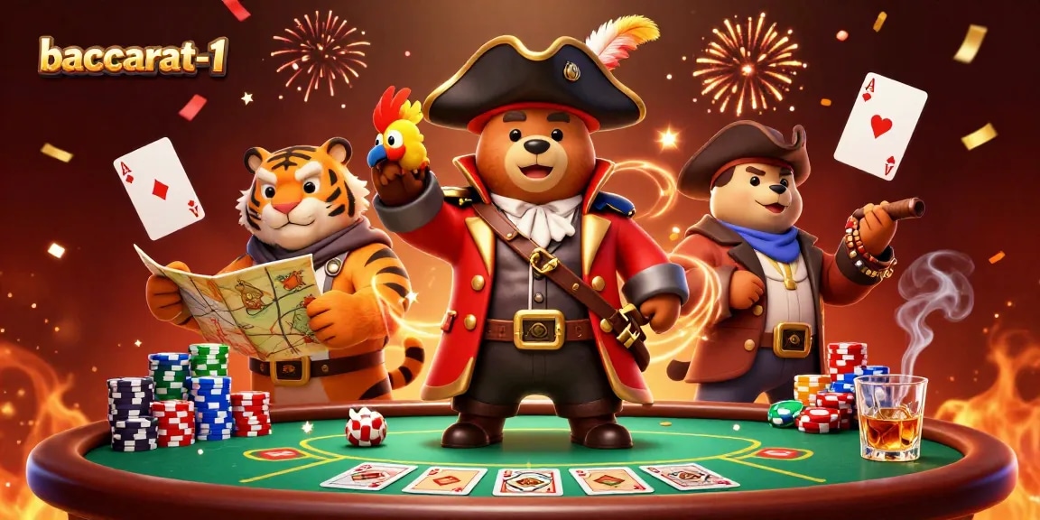 Join the excitement at baccarat-1 with colorful chips and vibrant gaming action in this captivating illustration.
