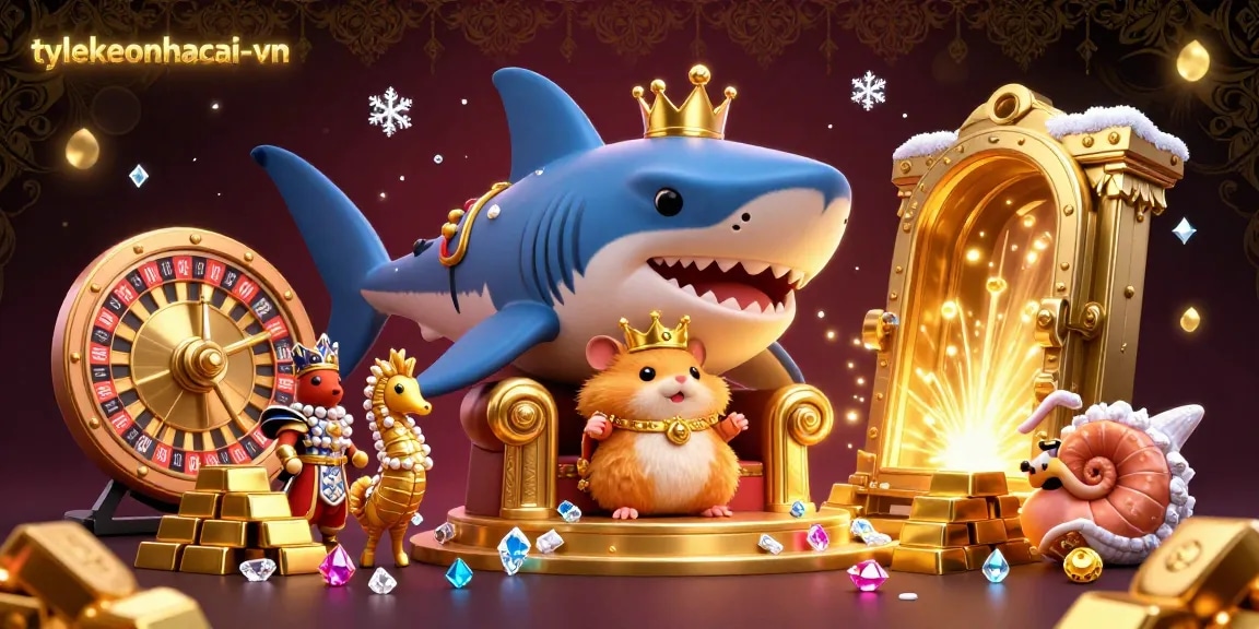 Experience the thrill of play at tylekeonhacai-vn featuring a golden hamster king and glamorous roulette elements.