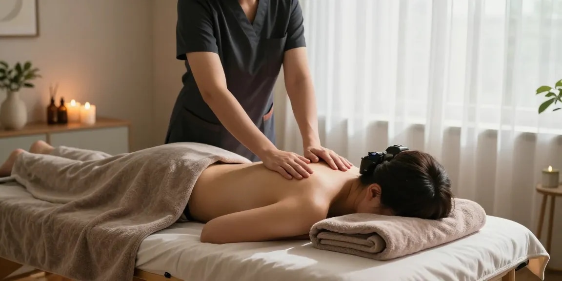 Experience relaxation with 출장마사지 in a cozy home massage setting.