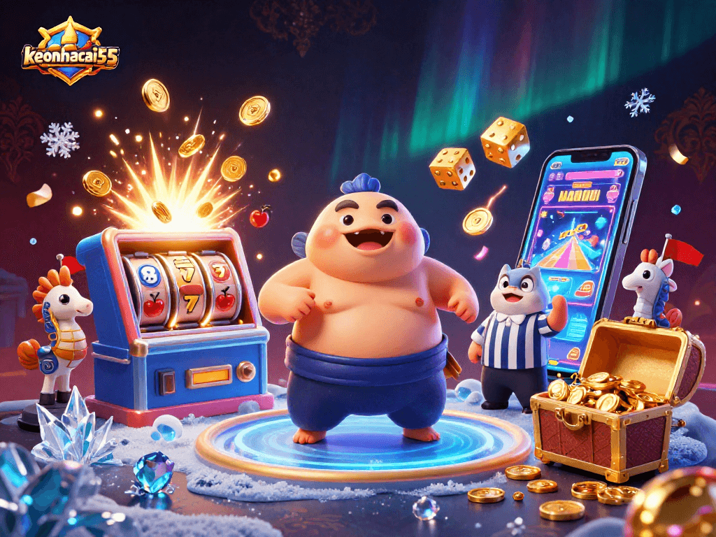 Engage in thrilling gameplay with keonhacai55 at a vibrant underwater casino featuring unique characters.