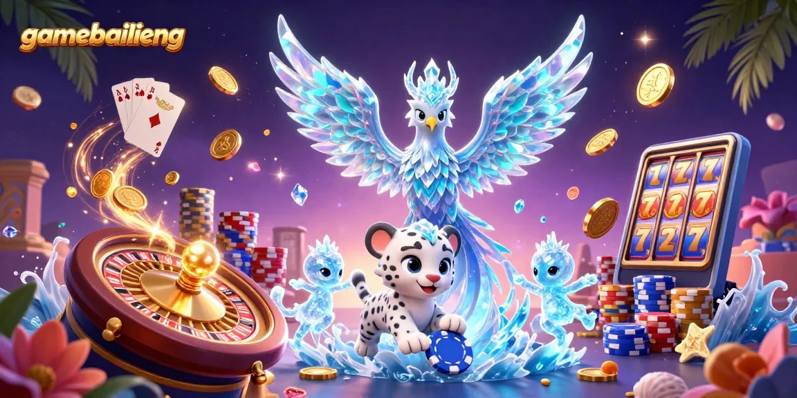 Experience gamebailieng through a stunning illustration of dynamic characters and casino elements in action.