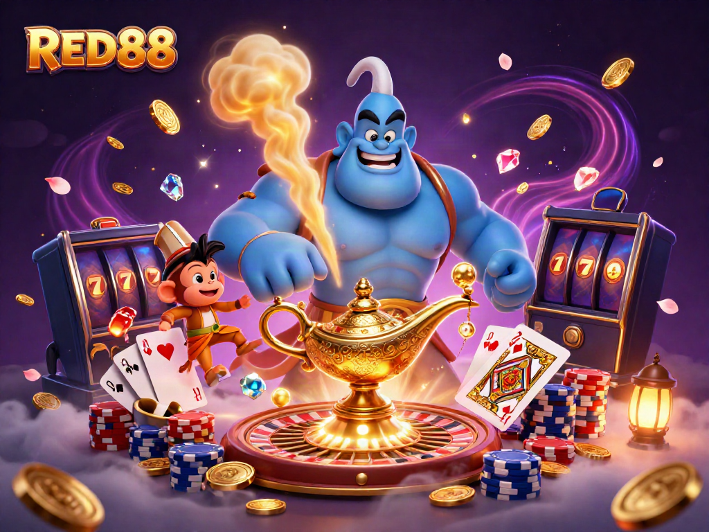 Engage in thrilling online casino adventures with RED88's exciting games and enchanting atmosphere.