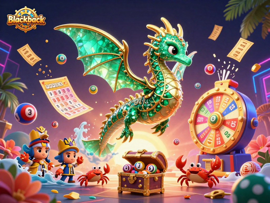 Experience the thrill of blackjack with an enchanting sea dragon in a vibrant casino scene.