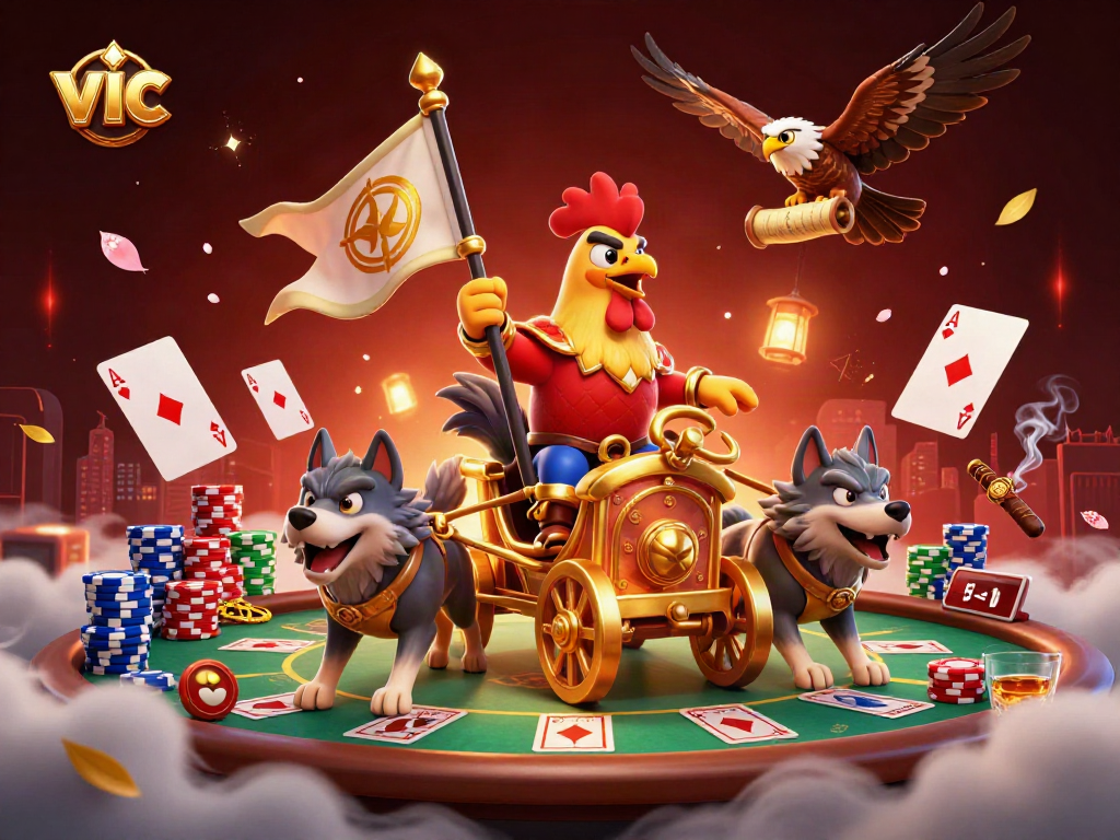 Engage in thrilling poker action with vic in this dynamic 3D casino scene, rich in color.