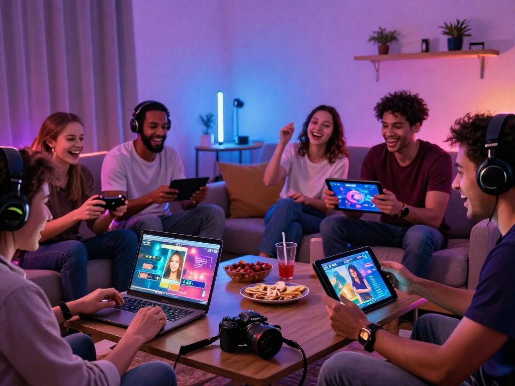Engaging players enjoying a sex game in a lively gaming party setting.