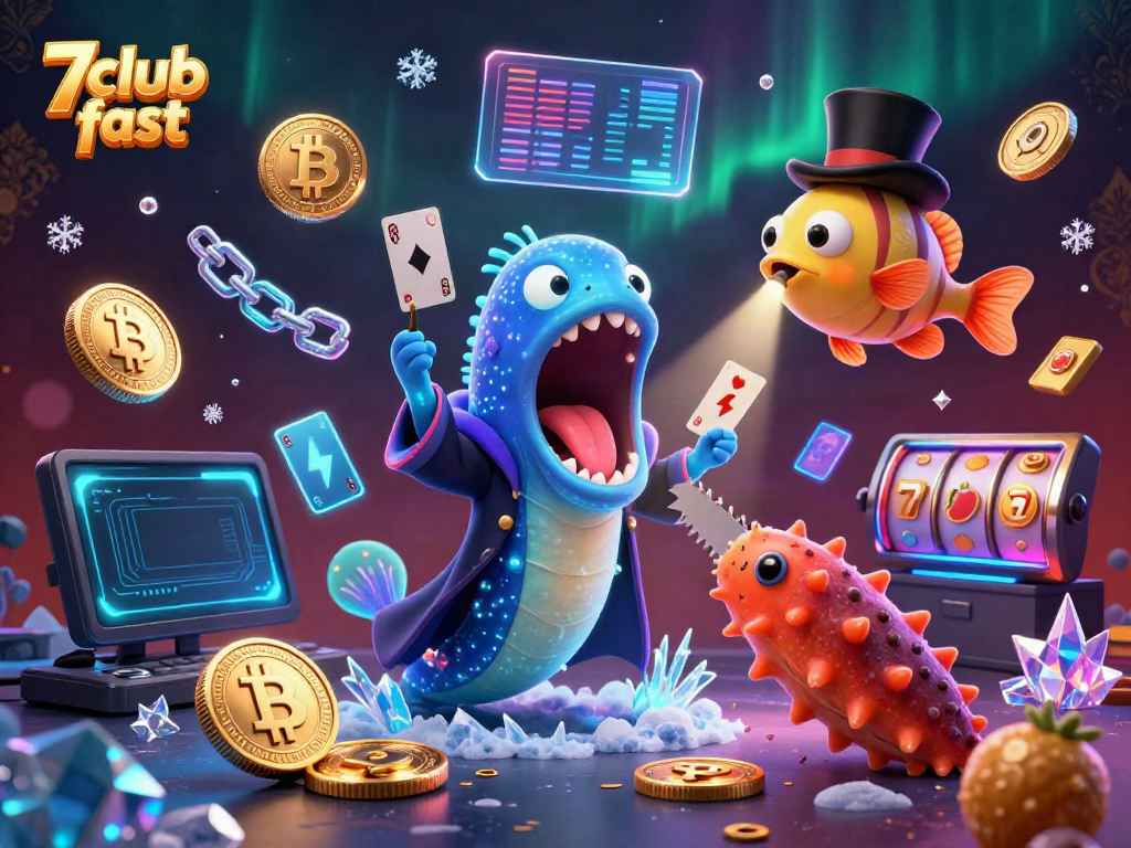 Experience thrilling card tricks with 7club fast in this vibrant deep-sea casino scene.