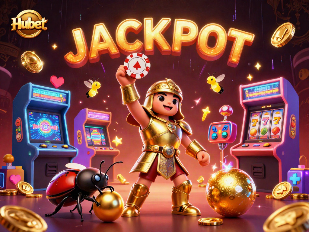 Hubet features an exciting cartoon scene with a hercules beetle and dynamic casino elements.