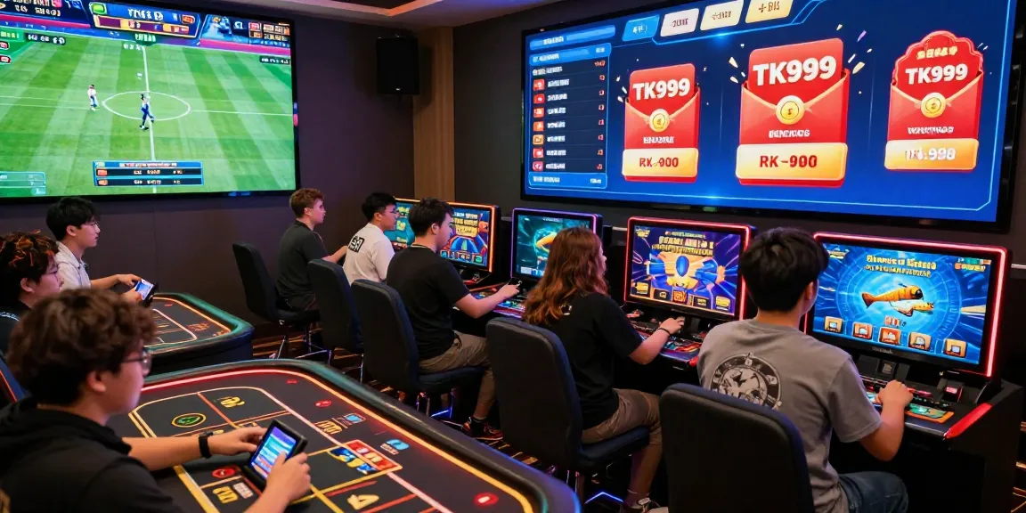 Exciting TK999 online gaming scene showcasing diverse players engaged in live sports betting, slots, and promotions.