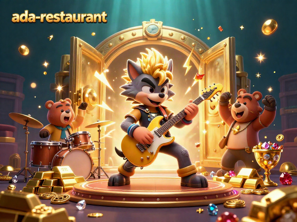 Experience the excitement at ada-restaurant with a vibrant casino scene featuring dynamic characters and dazzling treasures.