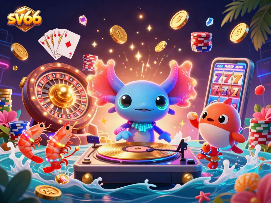 Experience exciting gameplay at sv66 with vibrant casino elements in a colorful 3D scene.