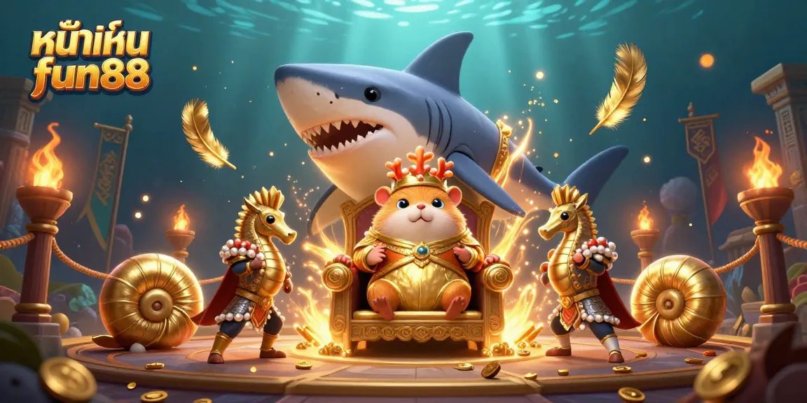 Engage with the thrilling หน้าแรก fun88 experience featuring a fierce hamster king amidst a vibrant casino scene.