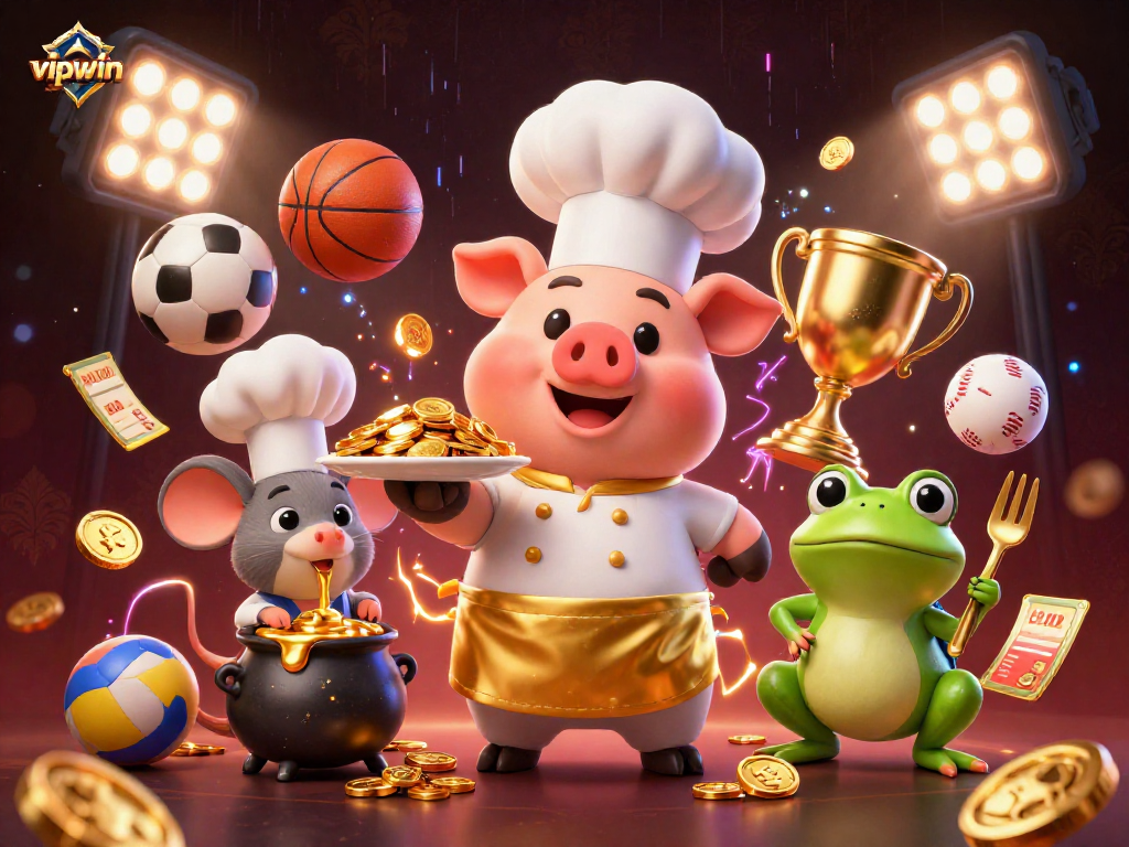 Experience thrilling sports betting with vipwin featuring dynamic characters and golden prizes.