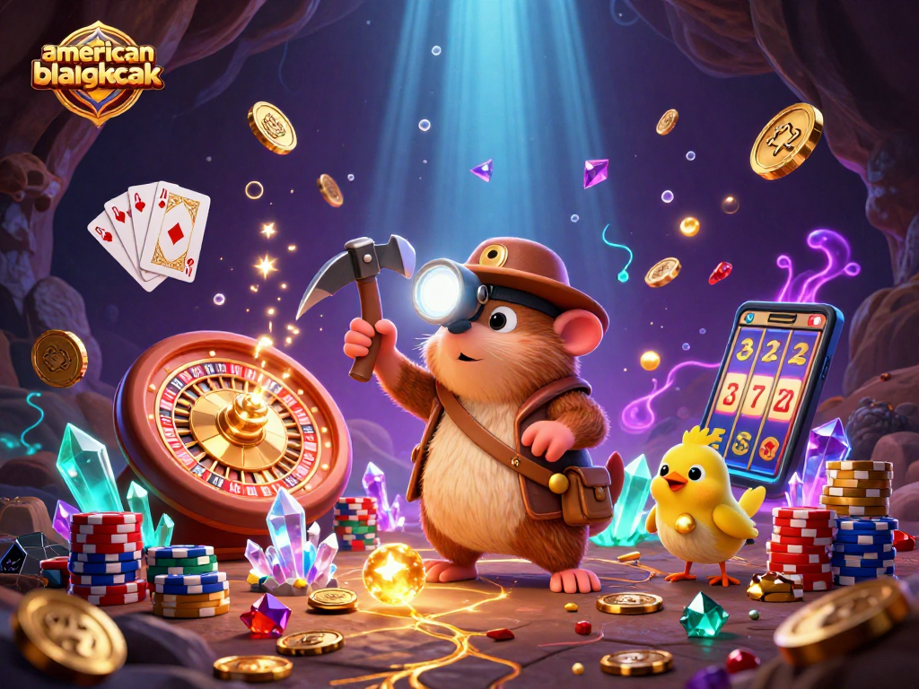 Experience the strategic art of american blackjack with vibrant casino elements and dynamic characters.