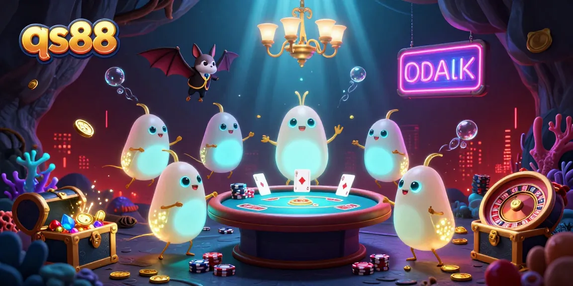 Experience the excitement of qs88 with vibrant poker activities in a bioluminescent cave casino.