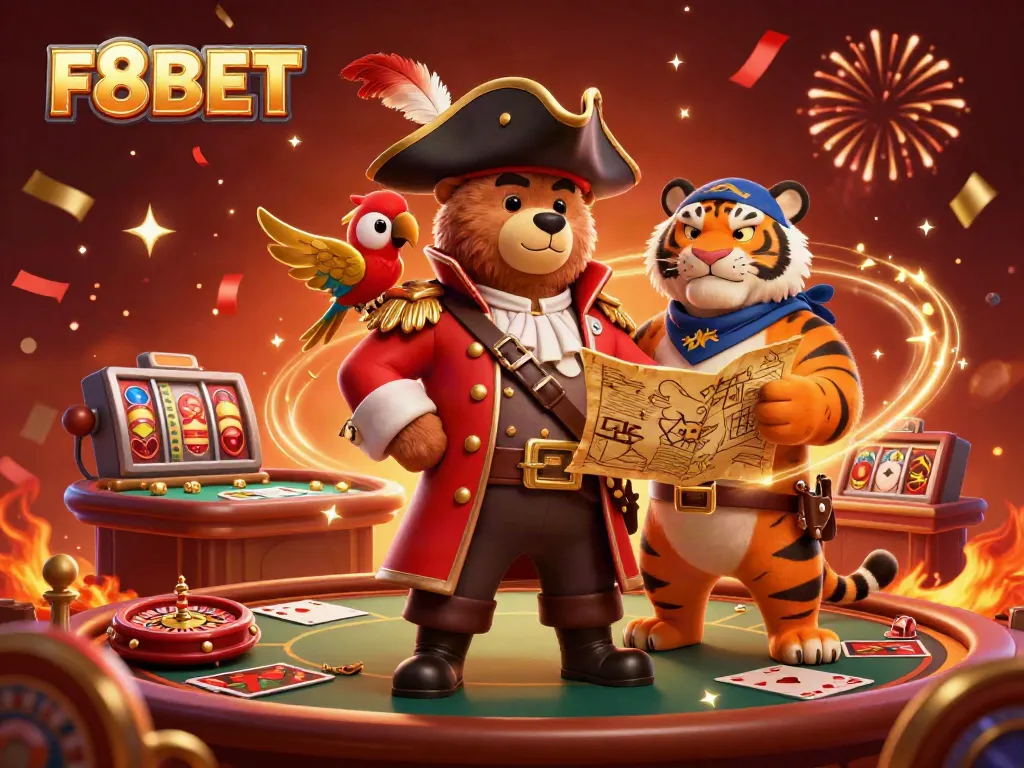 Experience the vibrant world of F8BET with immersive casino elements and dynamic characters.