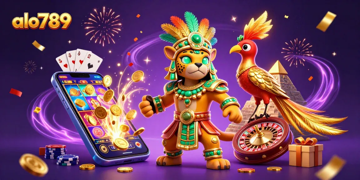 Alo789 offers thrilling slots alongside a vibrant scene of casino excitement and rich visuals.