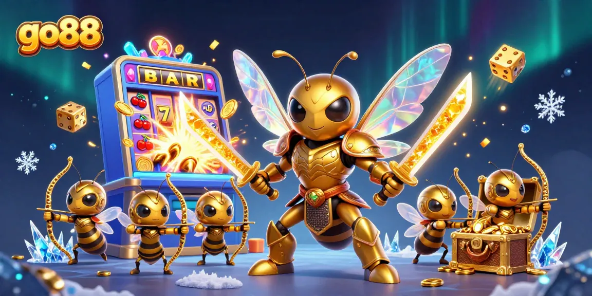 Experience excitement with go88 at the casino, featuring a buzzing hornet and golden symbols!