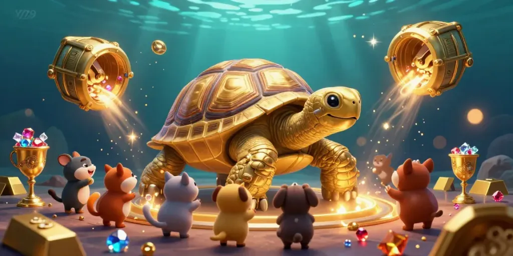 Play exciting games at V79 in a dynamic golden underwater scene filled with treasures.