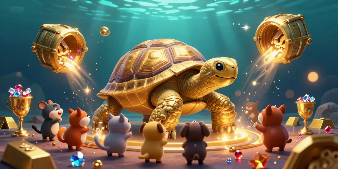 Play exciting games at V79 in a dynamic golden underwater scene filled with treasures.