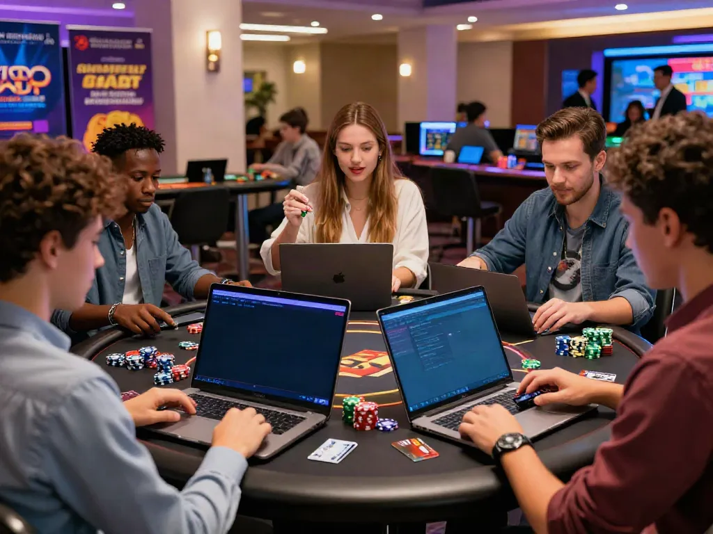 Diverse players enjoying their experience at credit card casinos online, engaging with vibrant games and promotions.
