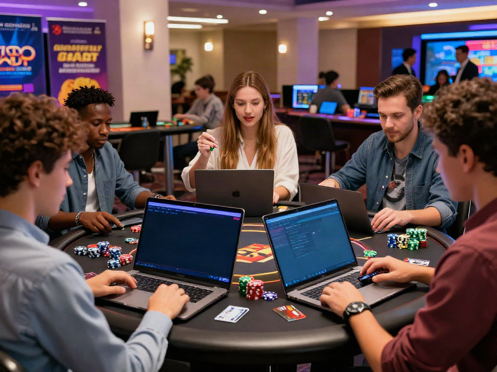 Diverse players enjoying their experience at credit card casinos online, engaging with vibrant games and promotions.