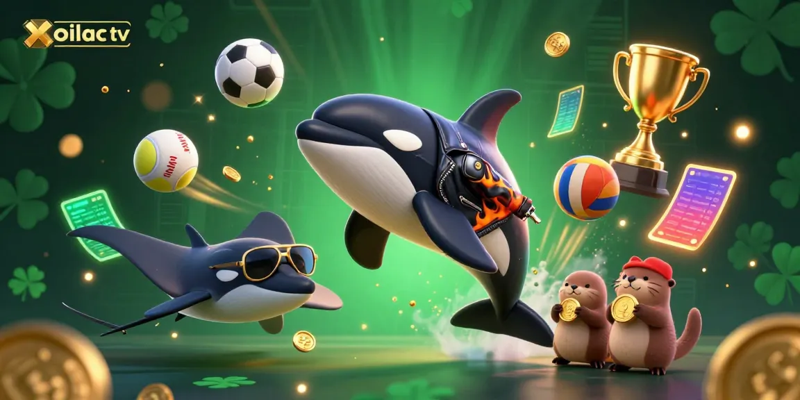 Bet on your favorite sports with xoilac tv, represented by vibrant 3D sea characters and casino-themed elements.