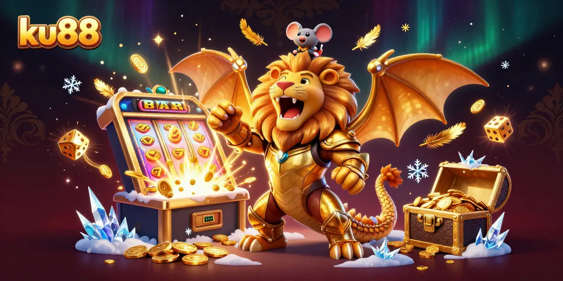 Experience thrilling gaming with ku88 as a chimera creature and mouse jockey dynamic scene fills the casino atmosphere.