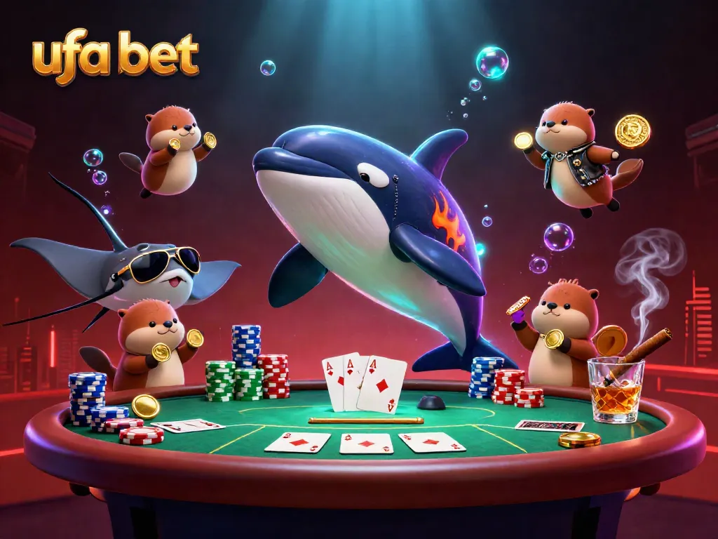 Experience thrilling moments with ufa bet as a biker orca, an aviator stingray, and otters drifting with golden coins.