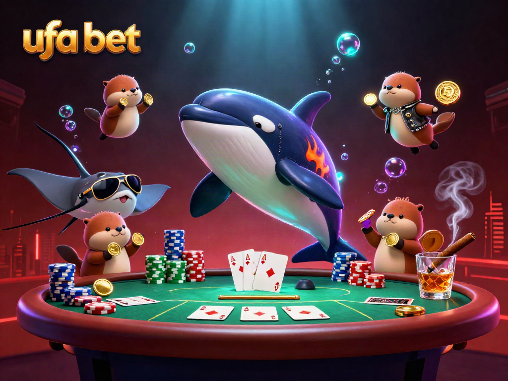 Experience thrilling moments with ufa bet as a biker orca, an aviator stingray, and otters drifting with golden coins.