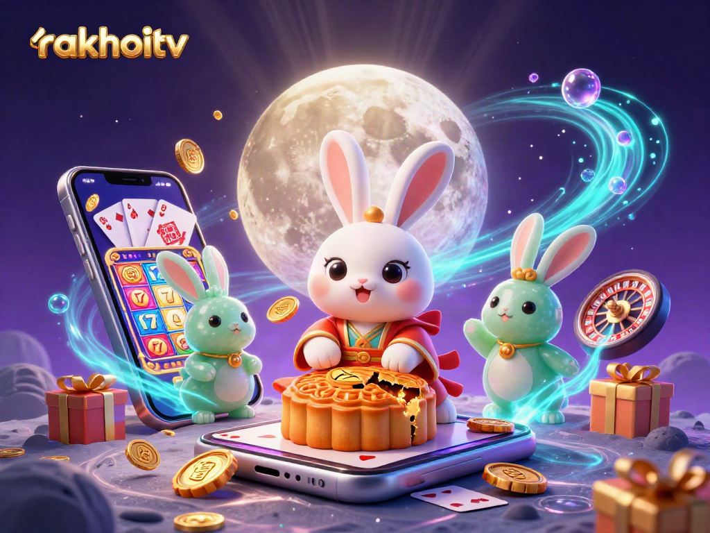 Experience vibrant gaming with rakhoitv's enchanting poker scene featuring competitive rabbits and casino delights.