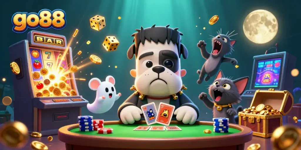 Experience thrilling gameplay with go88 in a vibrant, detailed casino scene featuring lively characters.