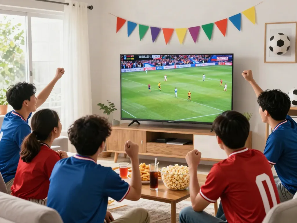 Xoilactv fans enjoying a football viewing party, cheering for their favorite teams.