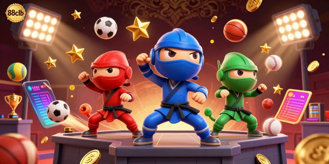 Experience thrilling action at 88clb with a ninja chameleon team in a vibrant casino scene.