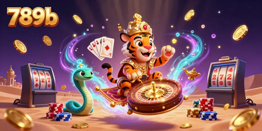 Experience the vibrant world of 789b with animated casino elements and a fantasy Arabian theme.