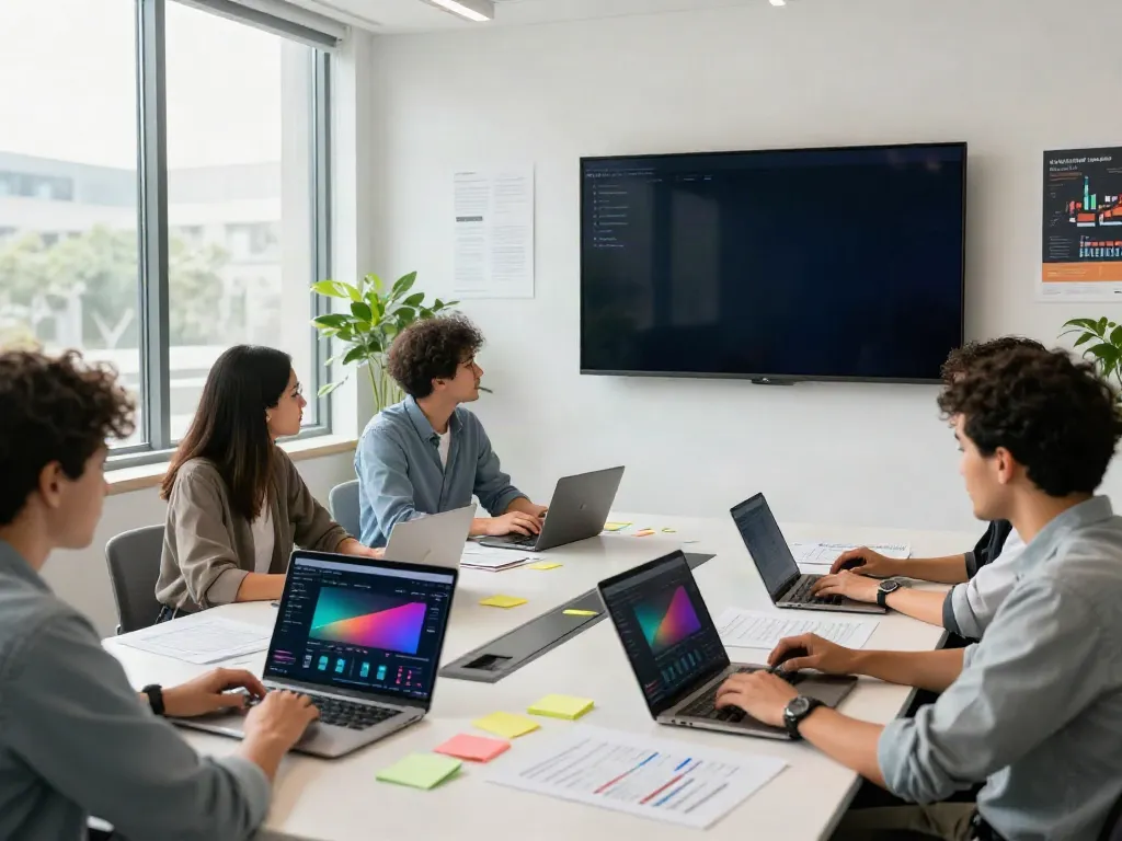 Team collaborating on Paid Ads Management strategies in a modern office.