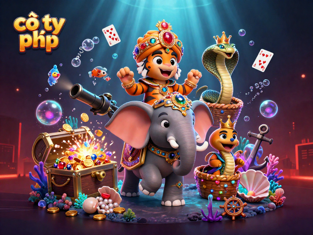 Engage in strategic gameplay with cờ tỷ phú as colorful treasures and animated characters fill the scene.