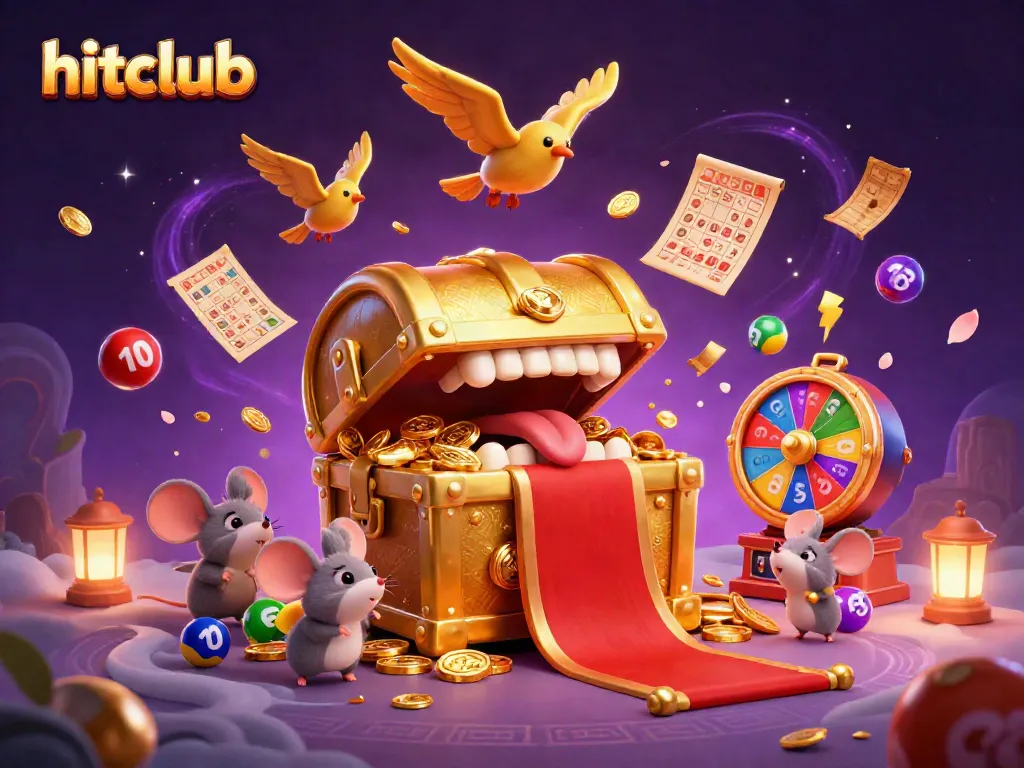 Engage with hitclub's vibrant gambling excitement featuring a golden treasure chest luring adventurer mice.