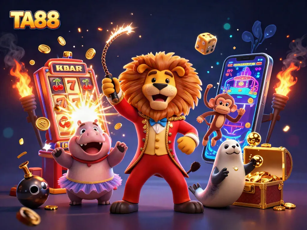 TA88 captivates players with a dynamic 3D casino scene of cartoon characters and thrilling gambling elements.