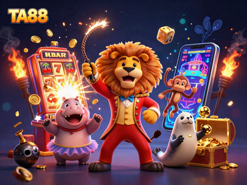 TA88 captivates players with a dynamic 3D casino scene of cartoon characters and thrilling gambling elements.