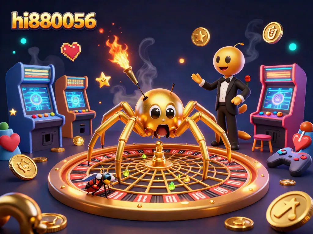 Hit jackpot with hi880056 while the spider spins its roulette web, showcasing thrilling gaming elements.