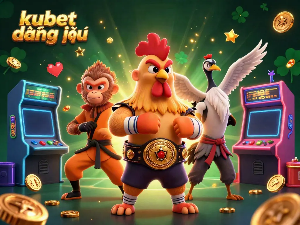 Engage with kubet đăng nhập in this vibrant 3D illustration showcasing characters and casino elements.
