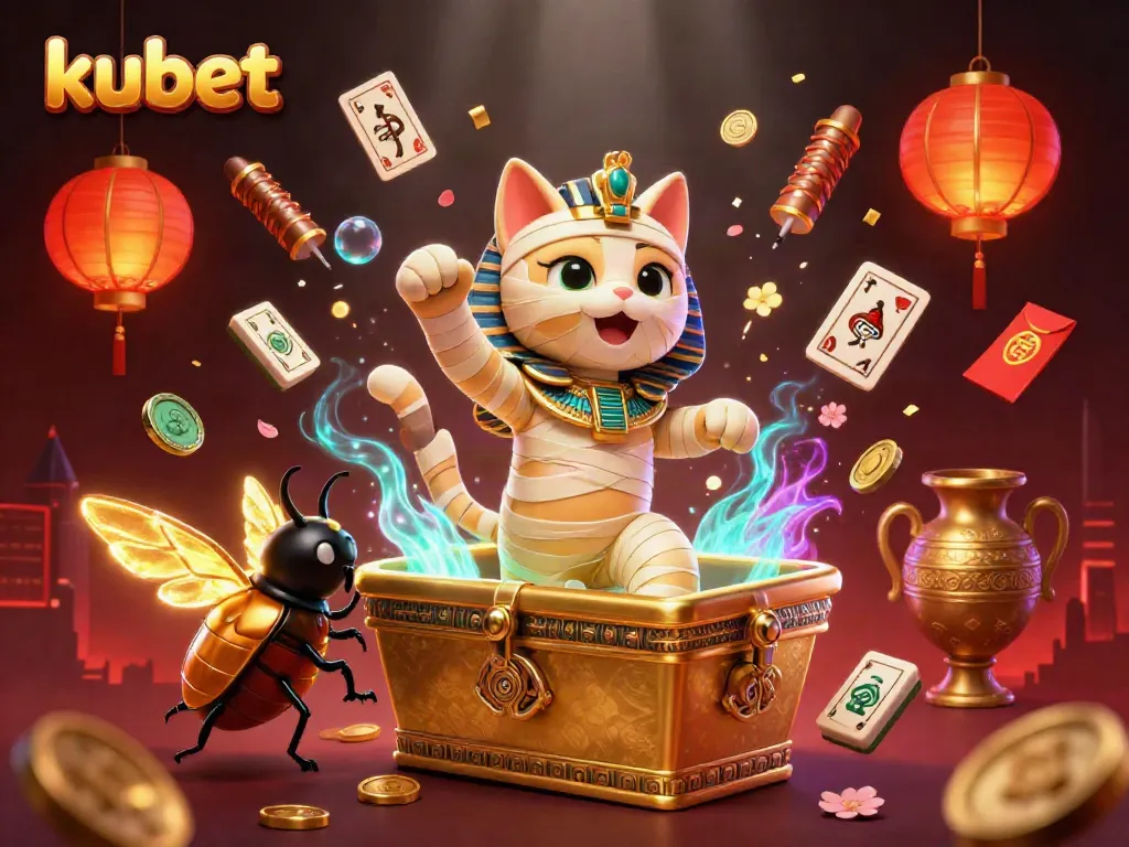 Experience thrilling wins at kubet with a captivating 3D Egyptian casino scene featuring expressive characters and dynamic elements.