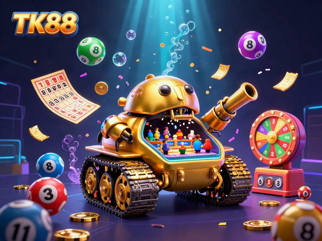 Engage in thrilling gaming with TK88's vibrant animated casino experience featuring colorful elements.