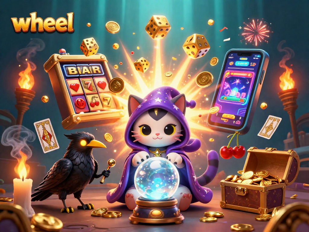 Spin the wheel and win coins in a vibrant casino illustration that captures the thrill of games.