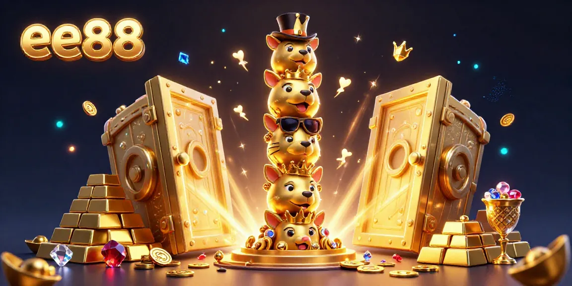 Engage with the vibrant energy of the ee88 online casino featuring a vivid 3D totem and treasure elements.