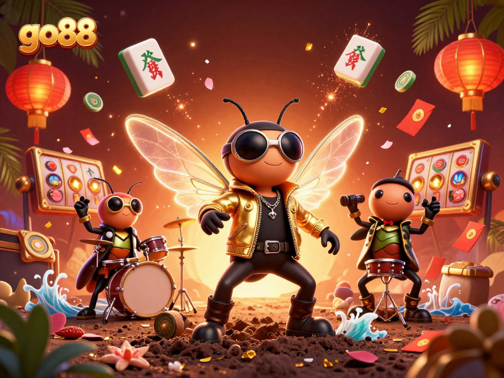 Experience excitement with go88 as cartoon characters celebrate vibrant casino gaming filled with joy and luck.