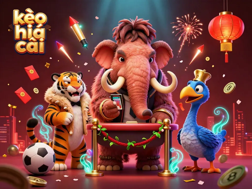 Experience the thrill of kèo nhà cái with a playful 3D casino scene featuring unique characters and dynamic sports elements.