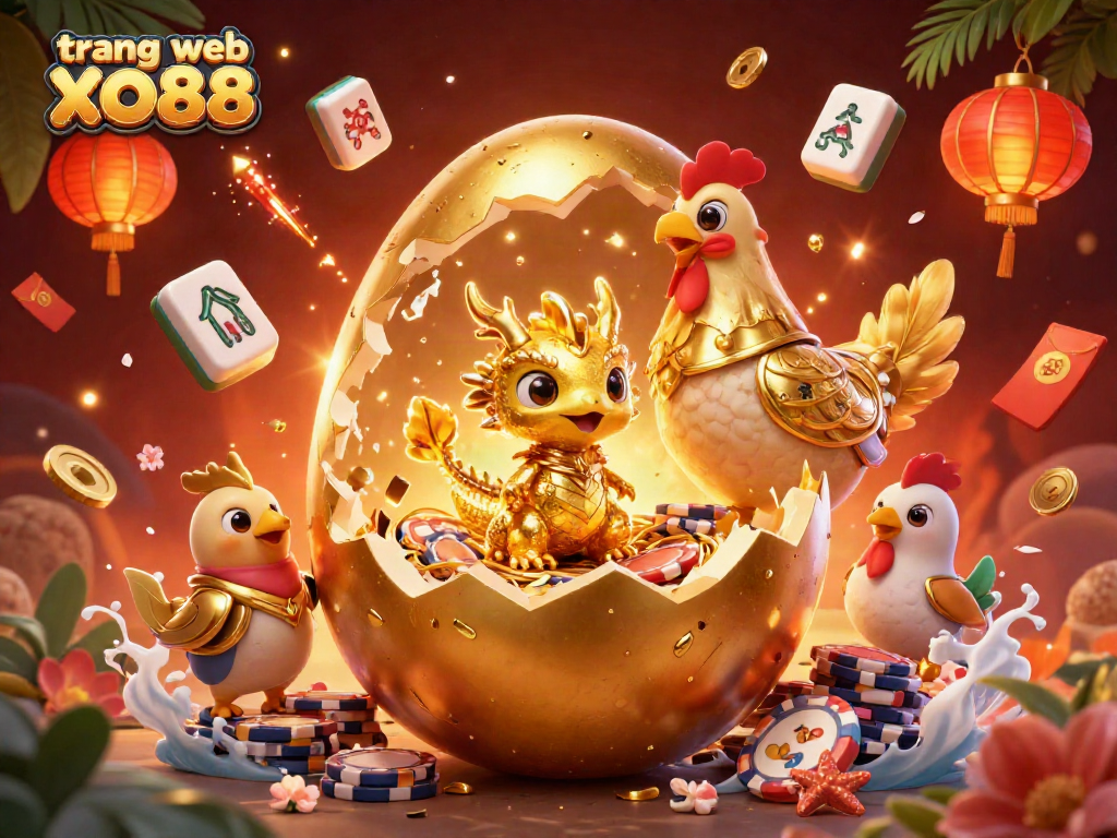 Unleash excitement at trang web xo88 with vibrant golden dragon and dynamic casino elements.